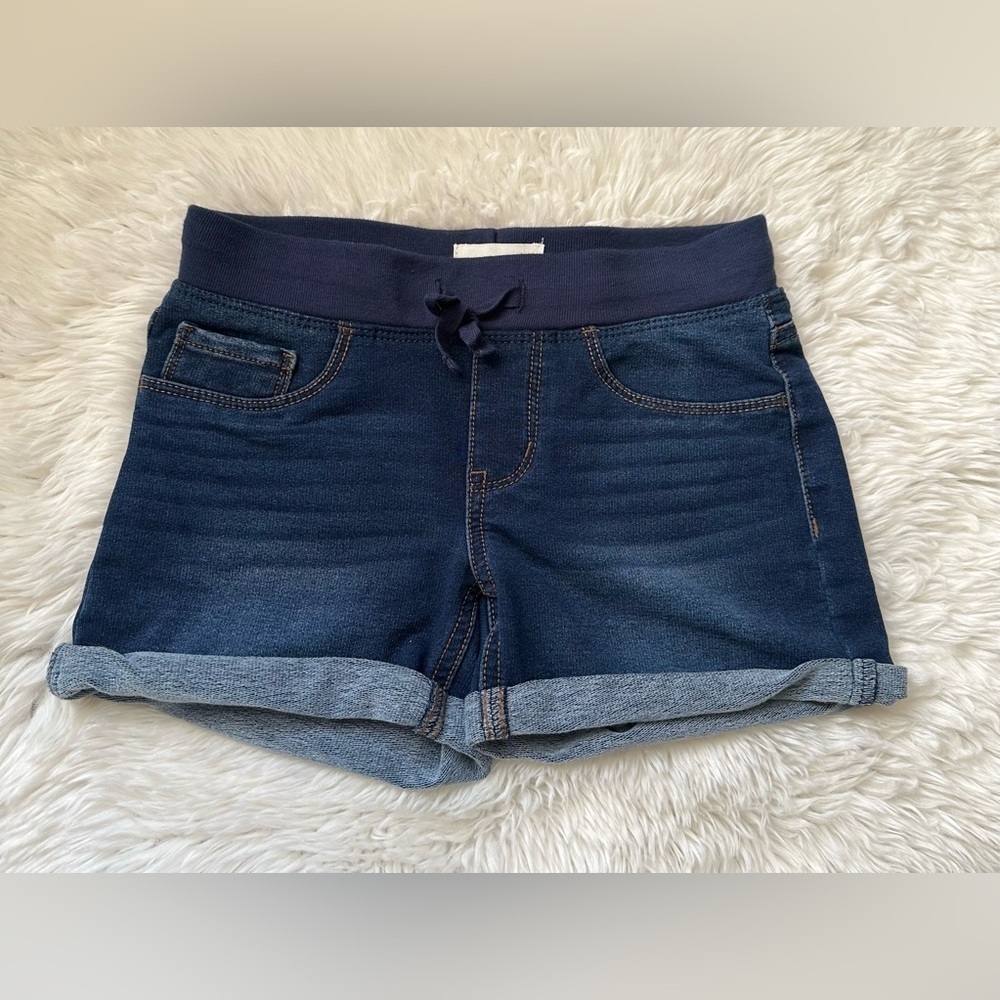 SO Dark Blue Jean Shorts Little girls Size 10 Stretch Elastic Waist